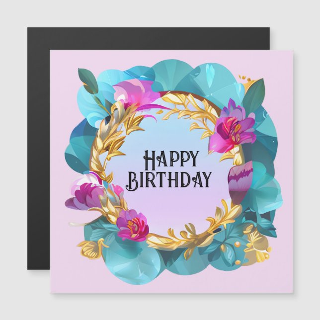 Hermosa floral de cumpleaños (Anverso/Reverso)