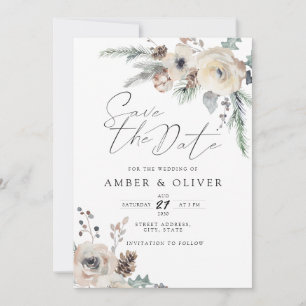 Hermosa Floral De Invierno Ahorra La Invitación De