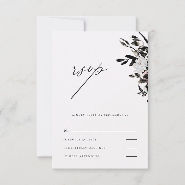 Hermosa Floral Oscuro Boda Púrpura Rsvp (Anverso)