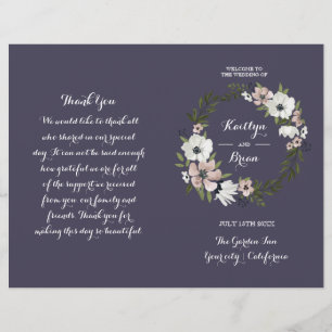 Hermosa Floral - programa de boda - púrpura