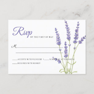 Hermosa Flores de Lavanda Púrpura Ligera Boda RSVP
