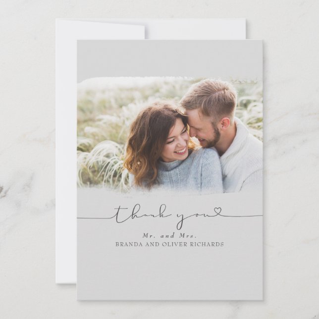 Hermosa Foto de Agradecimiento de Boda Adorable (Anverso)