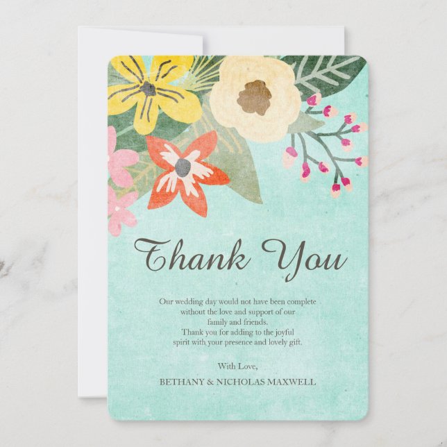 Hermosa foto de flores gracias tarjeta plana (Anverso)