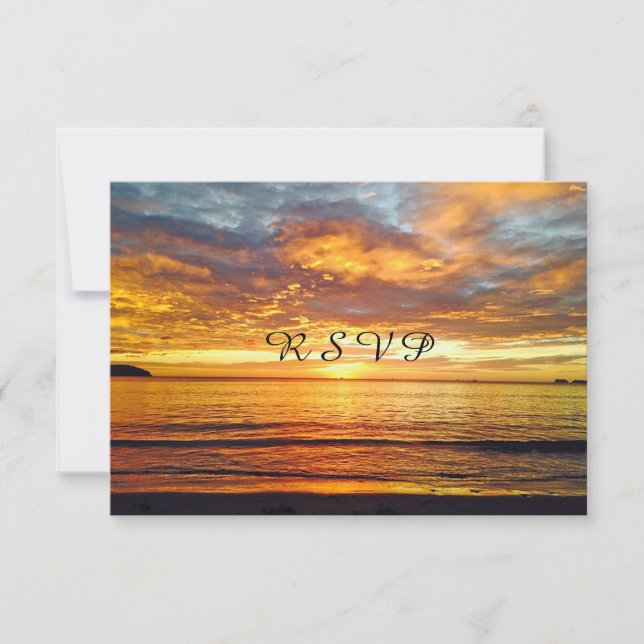 Hermosa foto de puesta de sol, RSVP de boda (Anverso)