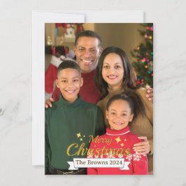 Hermosa foto familiar Feliz Navidad Saludo