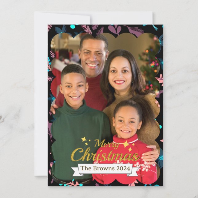 Hermosa foto familiar Feliz saludo de Navidad (Anverso)