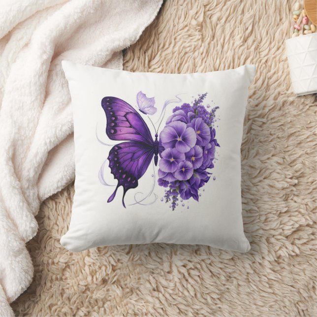 hermosa funda de almohada de mariposa morada flora (Manta)