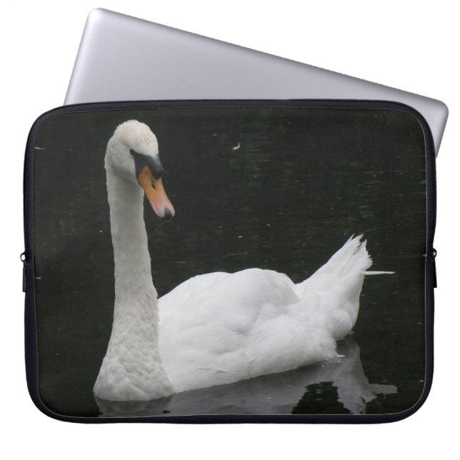 Hermosa funda de portátil de cisne blanco (Frente)