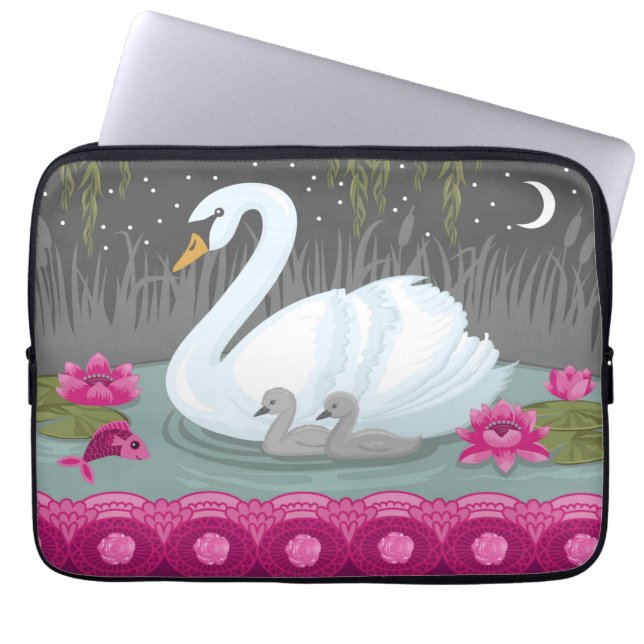 Hermosa funda para portátil Swan (Frente)