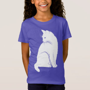 Hermosa Gata Blanca Sentada Camiseta Infantil