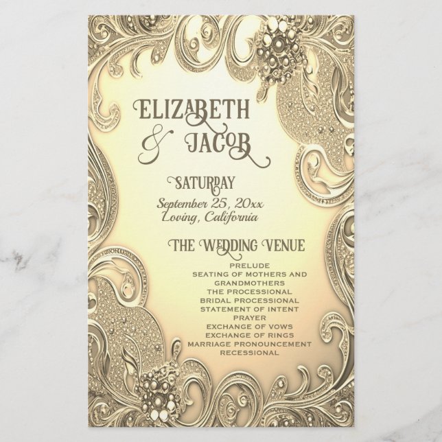 Hermosa hoja de papel de Boda Ornate (Anverso)