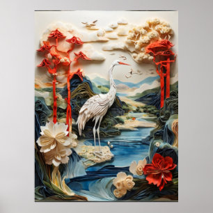 Hermosa imitación de Crane arte de papel japonés