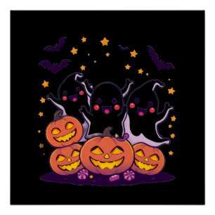 Hermosa impresión de Halloween Kawaii espeluznante