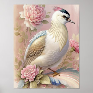 Hermosa impresión de pájaro rosas plumas rosa marf