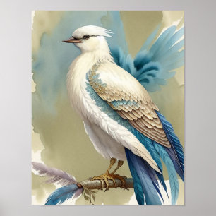 Hermosa impresión de plumas de ave azul teñido mar