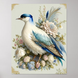 Hermosa impresión de plumas de ave azul teñido mar
