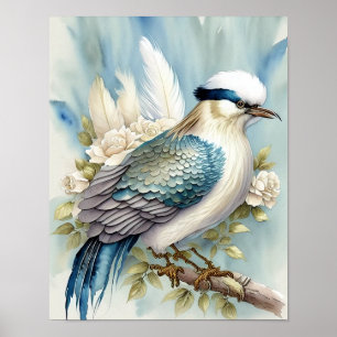 Hermosa impresión de plumas de aves Azul Teal Marf