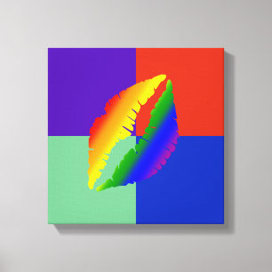 Hermosa impresión en lienzo de labios abstractos m