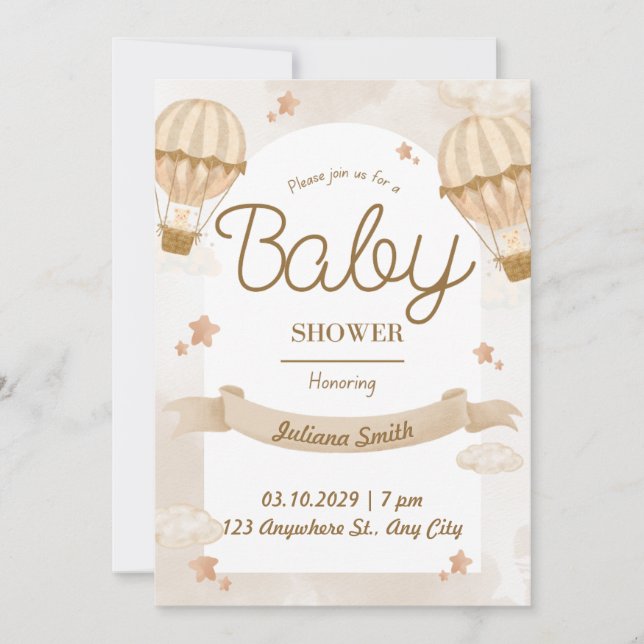 Hermosa invitación a Baby Shower (Anverso)