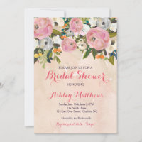 Hermosa invitación a Baby Shower con flores de oto