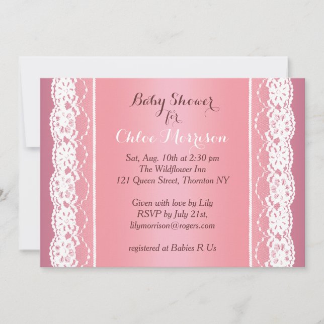 Hermosa invitación a Baby Shower de Lacy (Anverso)