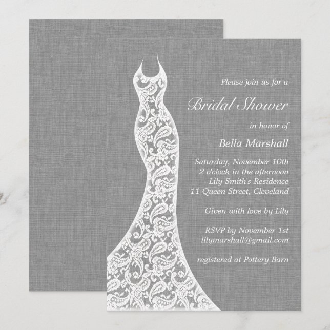 Hermosa invitación a bañarse en una novia (Anverso / Reverso)