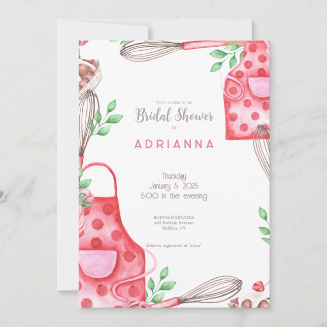 Hermosa invitación a bañarse en una novia rosada (Anverso)