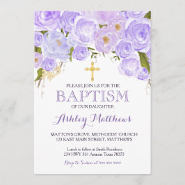 Hermosa invitación a BAPTISM en Lavanda Púrpura