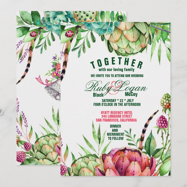 Hermosa invitación a bodas (Anverso / Reverso)