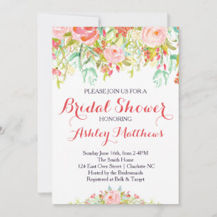 Hermosa Invitación a ducha de novia floral, bebé