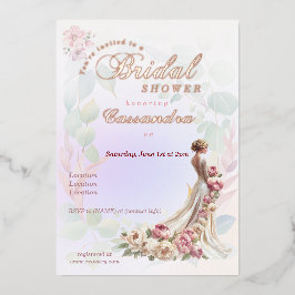 Hermosa Invitación a ducha de novias floral femeni