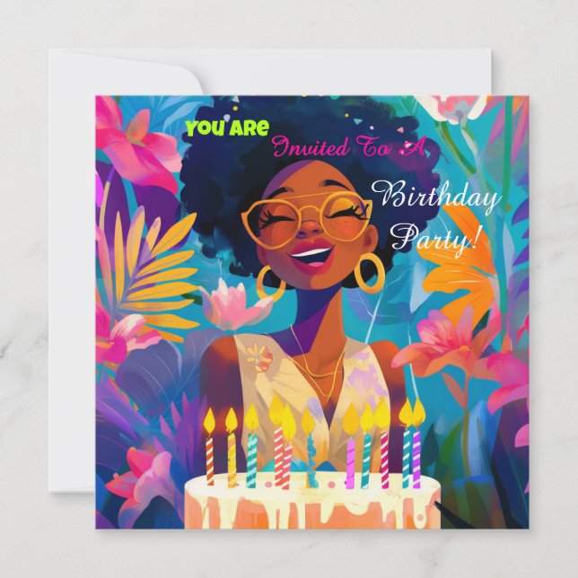 Hermosa invitación a fiesta de cumpleaños de reina (Anverso)