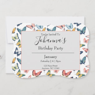 Hermosa invitación a imprimir mariposas coloridas