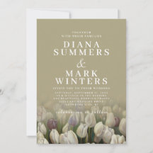 Hermosa invitación a la boda con tulipanes blancos