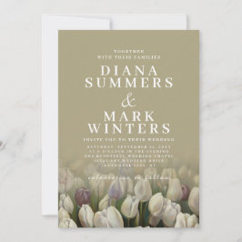 Hermosa invitación a la boda con tulipanes blancos