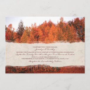 Hermosa invitación a la boda de árboles del otoño