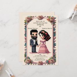 Hermosa invitación a la boda de arte en Pixel