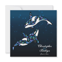 Hermosa invitación a la boda de ballenas orcas