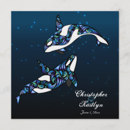 Hermosa invitación a la boda de ballenas orcas