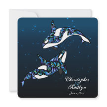 Hermosa invitación a la boda de ballenas orcas