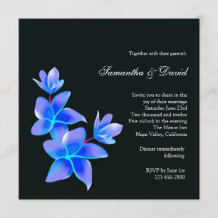 Hermosa invitación a la boda de Blue Plumeria