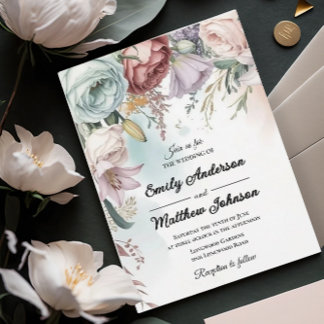 Hermosa invitación a la boda de Bouquet floral