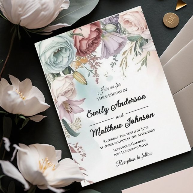 Hermosa invitación a la boda de Bouquet floral (Subido por el creador)