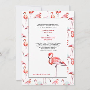 Hermosa invitación a la boda de Flamingos