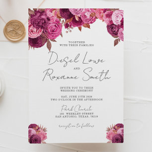 Hermosa invitación a la boda de la floral rosa Mag