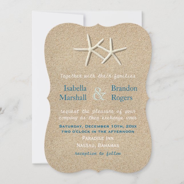 Hermosa invitación a la boda de la playa (Anverso)