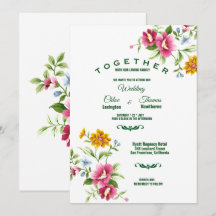Hermosa invitación a la boda de las flores de prim
