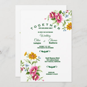 Hermosa invitación a la boda de las flores de prim
