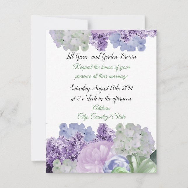 Hermosa invitación a la boda de las flores mixtas (Anverso)