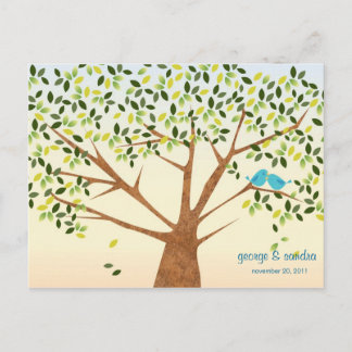 Hermosa invitación a la boda de un árbol de aves